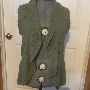 Sonoma Women's Olive Cardigan Vest sz L